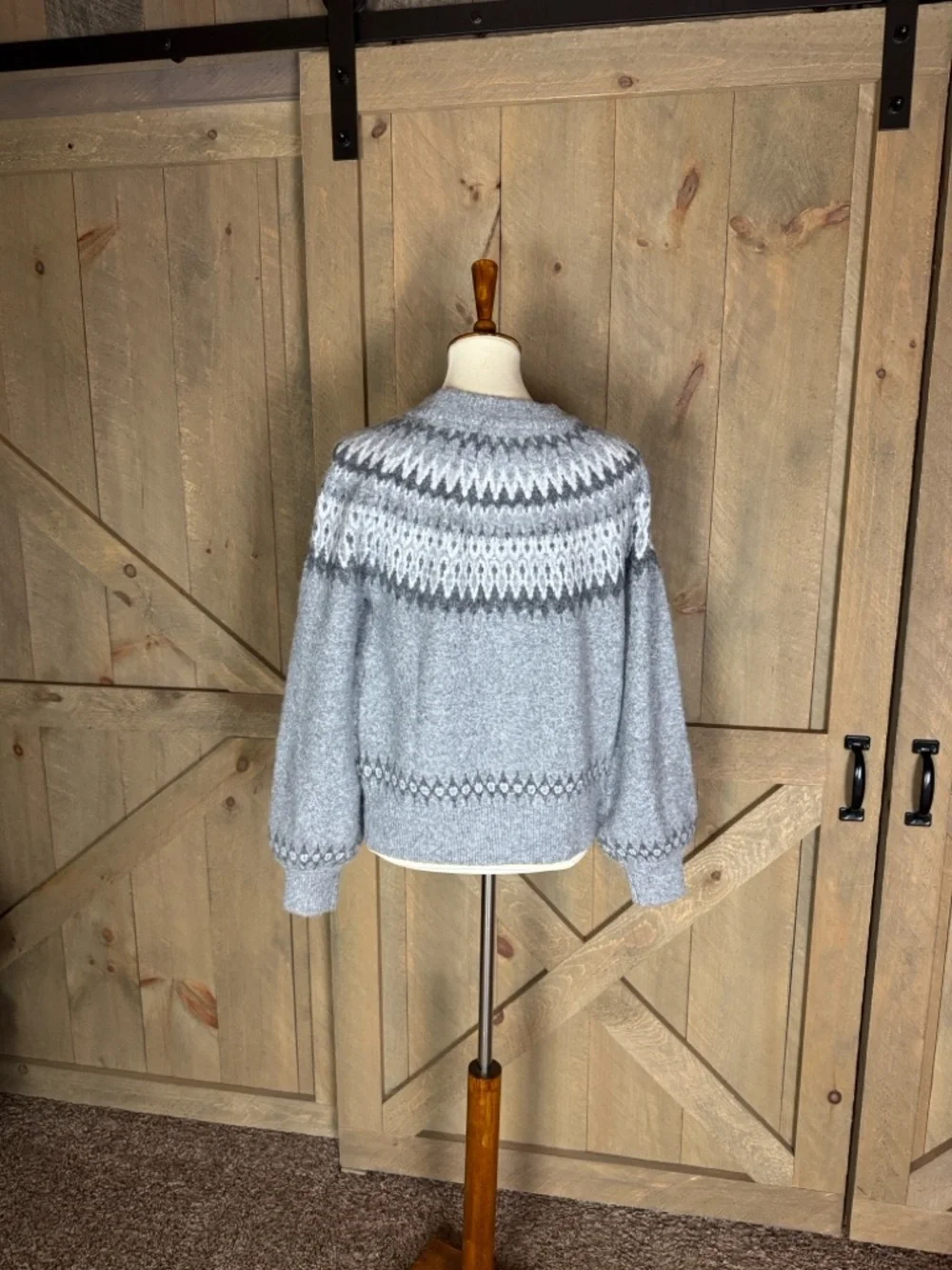 Rebecca Minkoff gray Fair Isle sweater Size Small New with tag